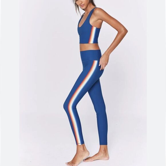 Spiritual Gangster 7/8 Rainbow Stripe Active Legging Blue Yoga Size S - Picture 13 of 13